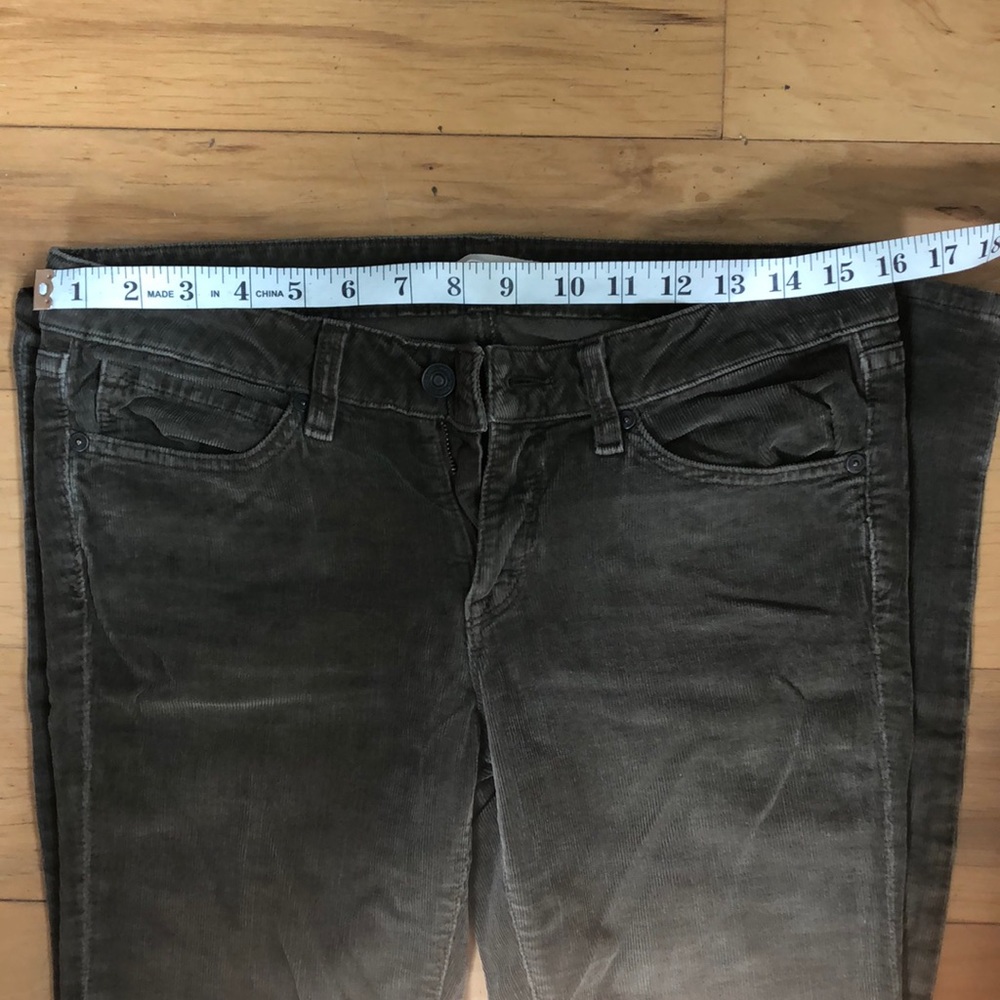 Vince Vintage Cord Skinny Pants Dark Taupe (Olive Green) Women's Size 28